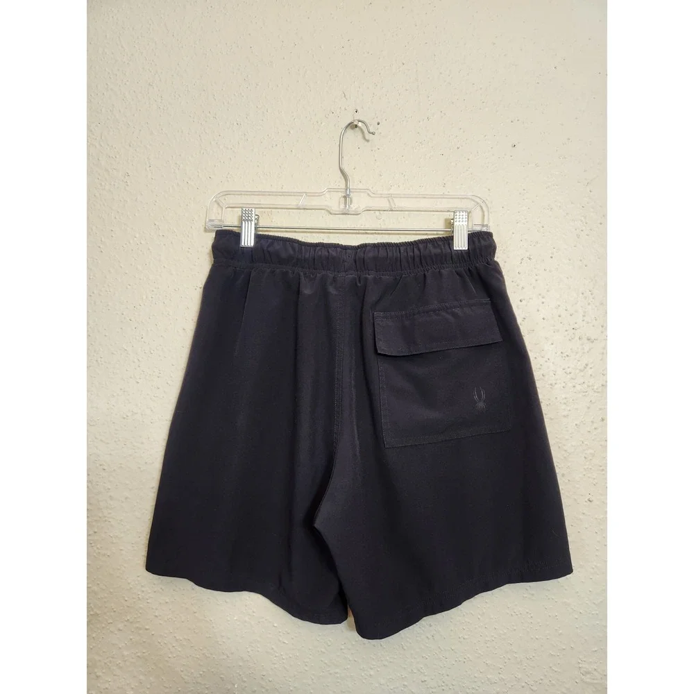 Spyder Mens‎ Small Black Swim Board Shorts Logo UV Protection Drawstring Trunks